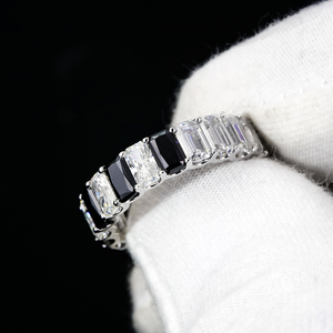 Vintage Men's 925 Sterling <b>Silver</b> Iced Out Diamond Moissanite <b>Rings</b> GRA Vvs Engagement Gold Rhodium Plated <b>Emerald</b> Cut 3*5mm - Product Image 2