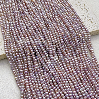 Perles d'eau douce naturelles de couleur violette de 3 mm à 4 mm, en vrac, pour la fabrication de bijoux, vente chaude Muses Jewels