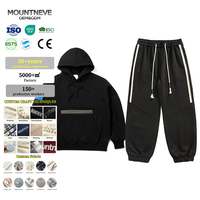 Ensemble de survêtement streetwear 2 pièces pour homme, personnalisé, en molleton de coton 500 g/m², coupe oversize et carrée, avec épaules tombantes, style cargo, comprenant un sweat à capuche zippé avec poche kangourou et un pantalon jogger