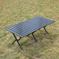 Mesa Plegable Portátil para Acampar al Aire Libre, Mesa Metálica Negra Tipo Egg Roll para Banquetes, Picnic, Barbacoa, Venta al Por Mayor