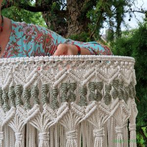 Cubierta de luz colgante de macramé bohemio moderno, accesorio de trama de algodón 100%, técnica tejida a mano, sólido antiestático para el hogar - Product Image 4