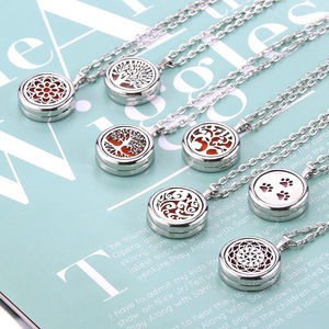 2024 Stainless Steel Essential Oil Roller Bottle Aromatherapy Perfume <strong>Diffuser</strong> Replaceable Inner Core Round Pendant <strong>Necklace</strong> - Product Image 1