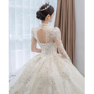 Nuevo Vestido de Novia de Manga Larga <span class=keywords><strong>2022</strong></span>, Vestido de Princesa con Lentejuelas de Lujo, Cuello en V, Estilo Árabe, Brillante, Talla 4XL - Product Image 6