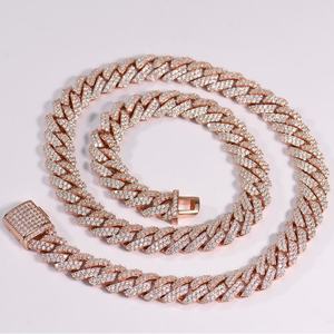 Hip Hop <b>Iced</b> <b>Out</b> Jewelry 12mm Diamond Cuban Link <b>Chain</b> Solid 925 Sterling Silver Gold Plated D Color VVS Moissanite Necklace - Product Image 1