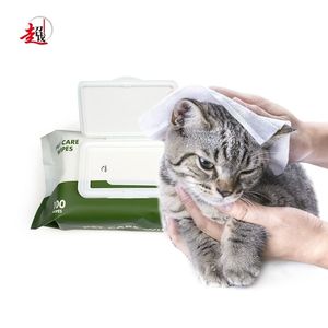100 pièces luxe écologique biodégradable chat lingettes humides pour les doigts Logo personnalisé coton biologique Polyester grand sac d'emballage pour chien - Product Image 3