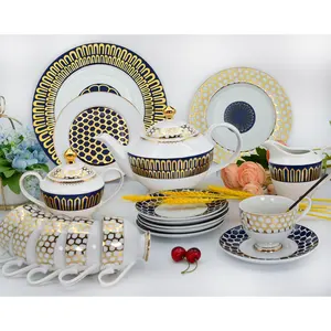 England Royal Luxury 24K Embossed Gold Mix Style Ceramic Porcelain Wholesale tea Cups with Saucer Gift Set