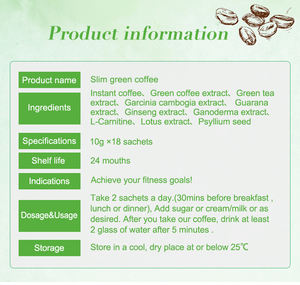 Café <span class=keywords><strong>Verde</strong></span> Adelgazante Detox, <span class=keywords><strong>Quema</strong></span> <span class=keywords><strong>Grasa</strong></span> Abdominal, Café para Adelgazar la Barriga para Adultos, 18 Sobres/caja - Product Image 6