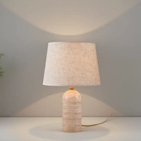 Lampe de bureau moderne en pierre de travertin avec abat-jour métallique flexible, lumière de chevet écologique