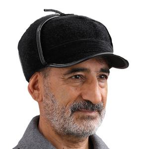 Gorro plano de piel sintética de visón para hombre, negro y gris, con protección para las orejas, gorro cálido de invierno para personas de mediana edad y mayores. - Product Image 5