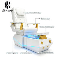 Fauteuil de pédicure professionnel rose de luxe avec bain-marie, fonctions réglables, spa multifonctionnel pour les pieds et drainage sans tuyauterie