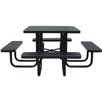 Table de pique-nique carrée perforée en acier publique pour l'extérieur, école, restaurant, jardin, patio, table à manger en métal