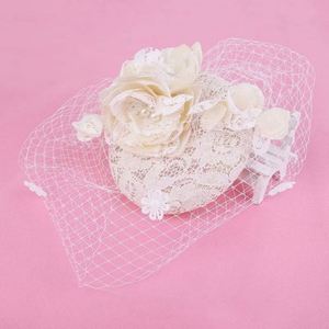 Fascinateurs en ivoire, pince à cheveux de mariée avec voile floral et plumes, style original pour femmes, pour fêtes et mariages - Product Image 6