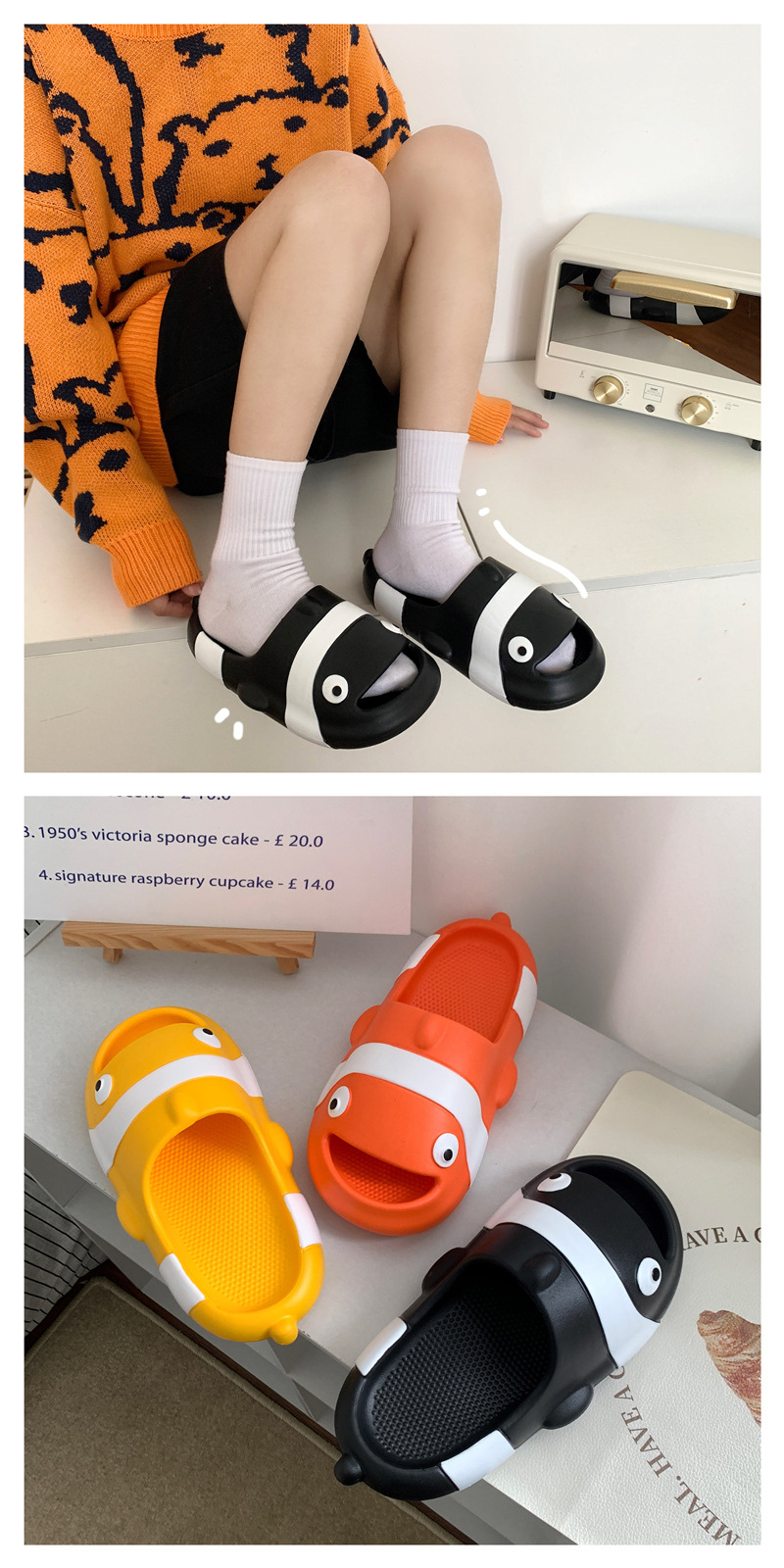 Clownfish Slipper Women Soft Thick Home Bathroom Cartoon Couple Slides Slippers