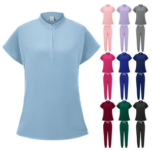 Women's Plus Size Work Uniform Split Set Moisture Wicking Solid Color Casual Summer Clothes For Doctors Nurses Beauty Salons - Product Image 1