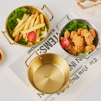 Bol à soupe et salade en acier inoxydable 304 de conception coréenne, avec doubles poignées, mini-coupelle à collation en métal poli pour fêtes, riz et aliments, usage commercial