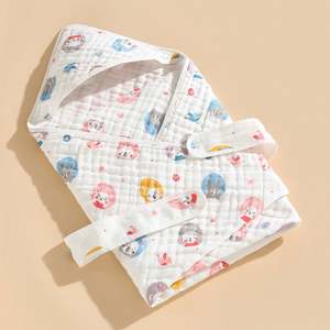 Gigoteuse pour nouveau-né, 6 couches de gaze, serviette à capuche pour bébé, dessin animé, préparation à la fête prénatale, couverture - Product Image 3