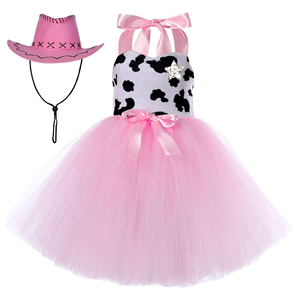 Kids <strong>Cowgirl</strong> Costume Set Bandana Cowboy Hat Party <strong>Dress</strong> for Easter Birthday Celebration - Product Image 1