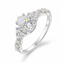 Cincin Perak Halus 925 Perak Berlapis Emas Perhiasan Halus Potongan Pir 6A Mossanite Zircon Cincin Tumpuk Hadiah Cincin Pertunangan untuk Wanita