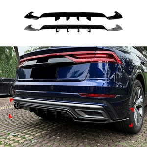 Audi Q8 4M Sline 2019-23 Rear Lip Spoiler Three Section Matte Piano Black Carbon Fiber Texture Tuning Style - Product Image 4