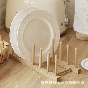 Wooden <b>Dish</b> Rack Plate Display <b>Stand</b> Multi Compartment Solid Wood Kitchen Draining Rack With <b>Stand</b> - Product Image 3