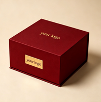 Scatola Regalo Cosmetica di Lusso Magnetica Personalizzata, Confezione in Cartone Rigido Bordeaux per Set Trucco con Stampa Floreale