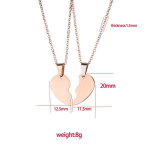 In Acciaio Inox personalizzata Splicing Mezzo Rotto Cuore Pendent Inciso Collana Per Un Amico O di Una Coppia Amante - Product Image 3