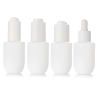 HOPECK Flacon en verre blanc 20/30 ml, sérigraphié transparent, avec col en PP 18/20 415, compte-gouttes pipette en forme de U, nettoyant visage