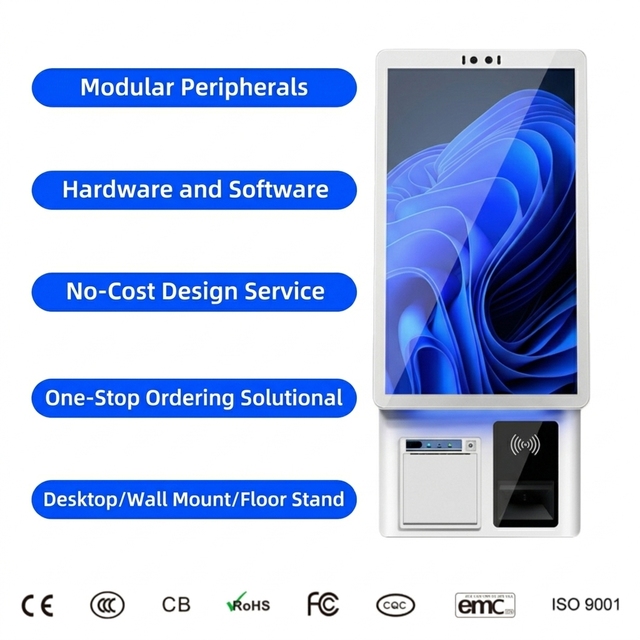 21.5 Inch IP65 Rated Interactive Self Service Payment Kiosk with SDK Automatic Touch Screen for Restaurant Self Ordering