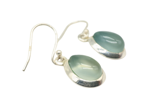 Boucles d'oreilles pendantes élégantes en argent sterling 925 avec pierre naturelle de calcédoine aqua bleu-vert, faites à la main, vente en gros - Product Image 3