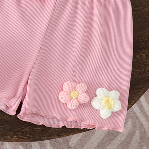 Conjunto de Ropa de Verano para Niñas de 2 a 7 Años, Chaleco con Estampado de Flores 3D y Pantalones Cortos, 2 Piezas, Ropa Infantil de Tela Suave - Product Image 4