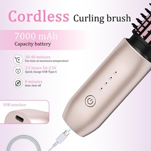 Brosse lissante et bouclante sans fil rechargeable en céramique, ionique, chauffage rapide, portable, pour salon et usage domestique, 4 réglages de chaleur, écran LCD - Product Image 6