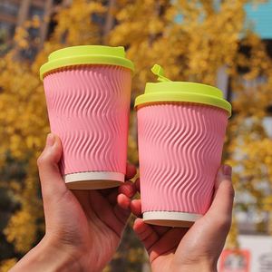 Custom Paper Ripple <b>Cups</b> 16oz 20oz Double Walls <b>Disposable</b> Coffee <b>Cup</b> Hot Drinking <b>Cups</b> Take Away with Lids - Product Image 2