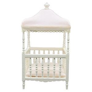 Meubles pour maison de poupée <span class=keywords><strong>Lit</strong></span> en bois royal 1/6 Échelle 1/12 <span class=keywords><strong>Lit</strong></span> d'enfant miniature à <span class=keywords><strong>baldaquin</strong></span> OB11 - Product Image 2