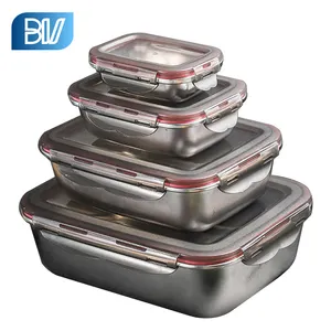 Leak proof lid 3000ml/1500ml airtight take away stainless steel food storage container set