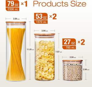 Pot en verre de qualité supérieure, design moderne et luxueux, personnalisable, pour le stockage des aliments et la cuisine, conteneur de camping pour le café, la sauce, les céréales - Product Image 2