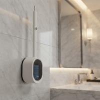 Ensemble de brosses de nettoyage de toilettes jetables écologiques à fixer au mur avec manche long
