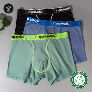 Bóxer transpirable para adultos con logotipo de cintura de tiro medio de alta calidad, ropa interior de algodón orgánico 100% para hombres de pierna corta con venta al por mayor - Product Image 1