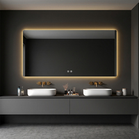 Espejo de Baño LED Rectangular Moderno y Elegante con Luz Superior e Inferior, Control Táctil, Montado en la Pared, Antivaho