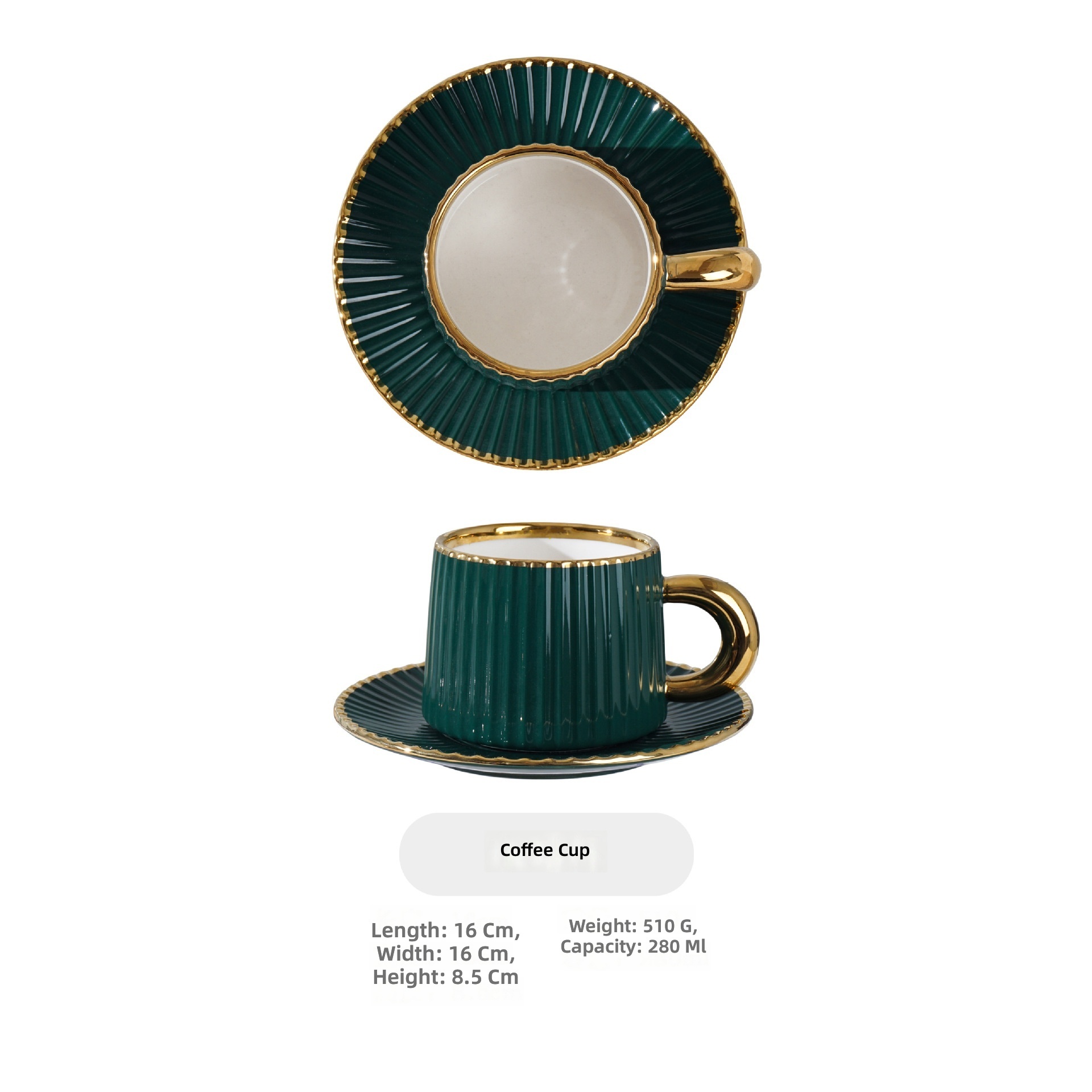 Juego de taza y plato - verde