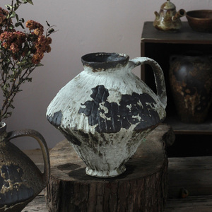 Handmade Vintage Porcelain Vase <strong>Japanese</strong> Style Glazed Ceramic <strong>Pot</strong> with Active Surface Rustic Vintage Ceramic for Home Decor - Product Image 4