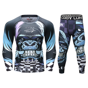 Cody Lundin Fightwear hommes Jiu Jitsu Rashguard MMA Compression <span class=keywords><strong>T</strong></span>-shirts Muay Thai boxe maillots 3 pièces/ensemble survêtement Bjj vêtements - Product Image 1