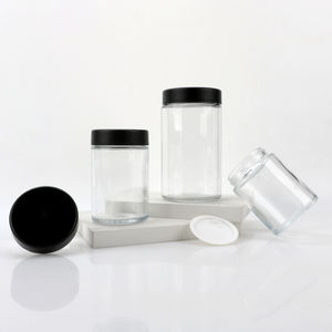 Nuevo Modelo de Frasco Transparente de Boca Ancha y Lados Rectos, Botella de Almacenamiento de 10 oz, 18 oz, 300 ml, 560 ml, Frasco de Vidrio con Tapa Negra - Product Image 6