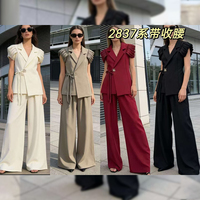 Vente en gros de vêtements pour femmes, ensembles de mode haut de gamme à manches courtes en forme de papillon, style vintage européen et américain
