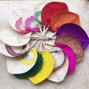Abanicos de Mano Decorativos Baratos de Fibra Natural de Bambú y Hoja de Palma, Tejidos a Mano, Multicolor Natural - Product Image 4