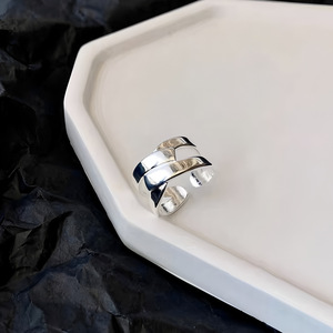 S925 Sterling Silver Cross <b>Ring</b> For Women Wide Wrap <b>Adjustable</b> Index Finger Minimalist Design Everyday Wear - Product Image 2