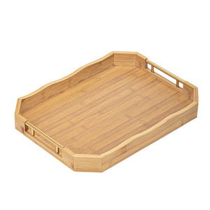 Bandeja de bambú personalizada con asas doradas, juego de tres bandejas de bambú, bandeja de bambú y madera personalizada, bandeja rectangular para té con logo. - Product Image 2
