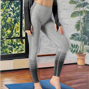 Fashion Yoga Gym Wear Set Women Girls Solid Lace <b>Belt</b> Button <b>Elastic</b> Waist Lightweight Breathable 2-Piece Customizable - Product Image 2