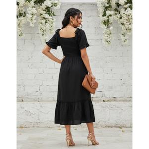 ชุดเดรสลำลองสำหรับผู้หญิงสำหรับใส่ไปชายหาด ผลิตจากผ้าเนื้อนุ่มสวมใส่สบาย ออกแบบมาเพื่อการสวมใส่ง่ายและสไตล์ฤดูร้อนที่ผ่อนคลาย - Product Image 5