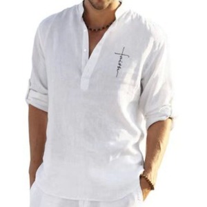 Primavera ed estate t-Shirt da <span class=keywords><strong>uomo</strong></span> a maniche lunghe camicia ampia tinta unita a maniche lunghe camicia da <span class=keywords><strong>uomo</strong></span> Plus Size - Product Image 1