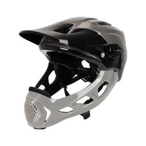 Casque de moto tout-terrain noir et gris, détachable, intégral, type split, multi-pièces, pour course tout-terrain - Product Image 3